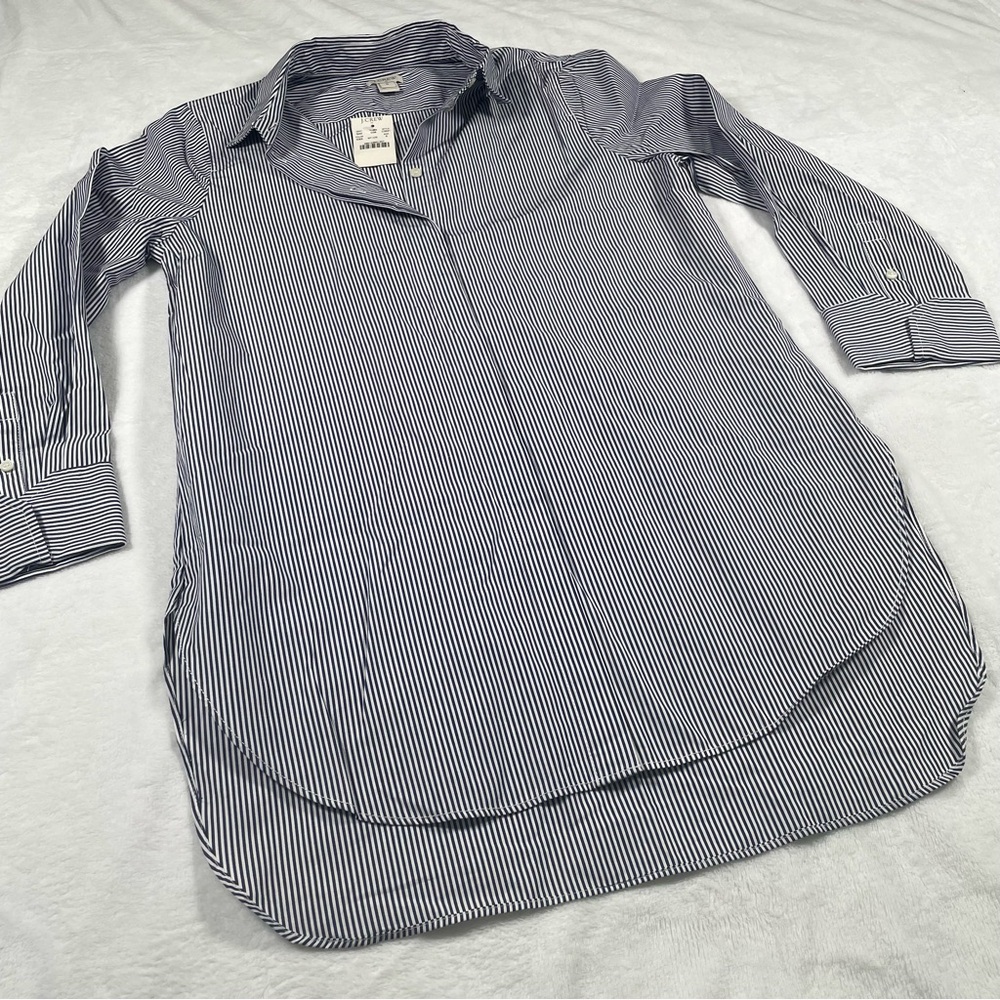 NEW J Crew Womens Small 100% Cotton Striped Button Front Shirt Tunic C3531 NWT